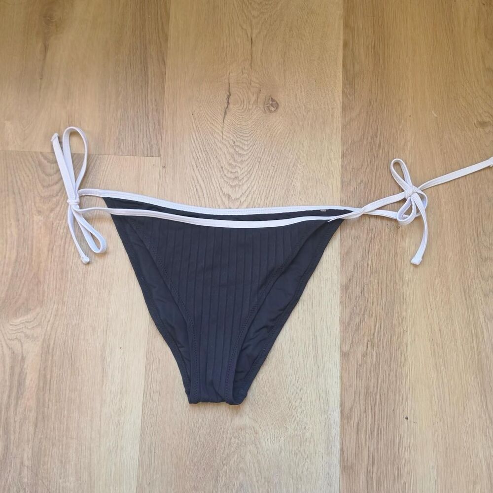 Solid-striped Women's Black and Grey Bikini-and-tankini-bottoms